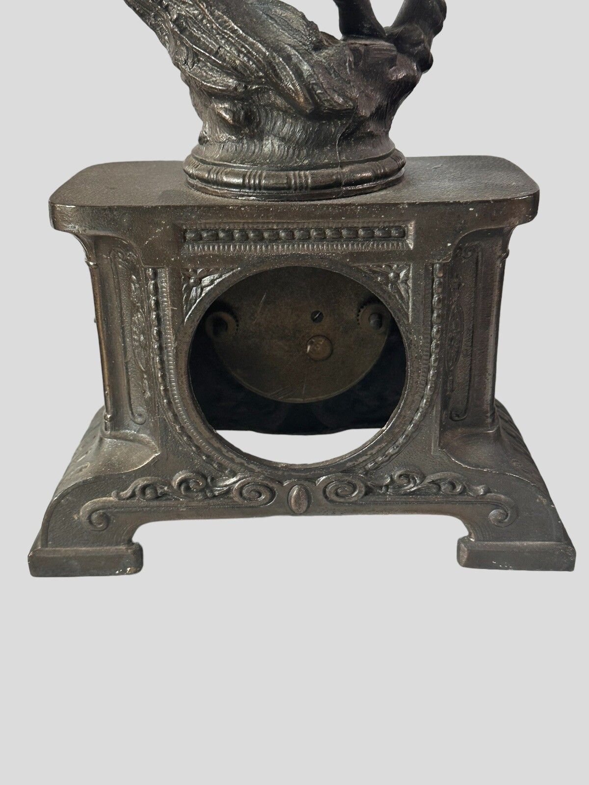 French Art Deco Spelter Fisherman Figural Clock With Jaeger Movement photo vinterior