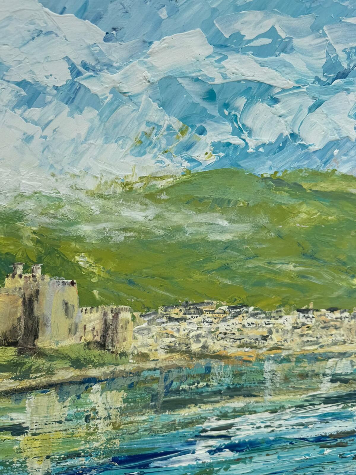 Peter Moore Listed Artist Oil Conwy Castle Coastal Landscape Huge 52.25” X 22” photo Art