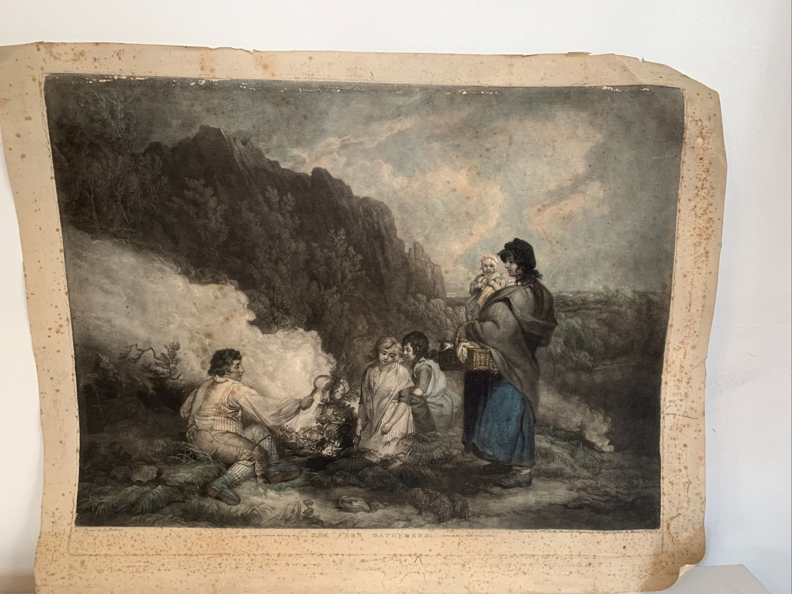 J.R. Smith After George Morland 1799 Mezzotint, The Fern Gatherers photo vintage