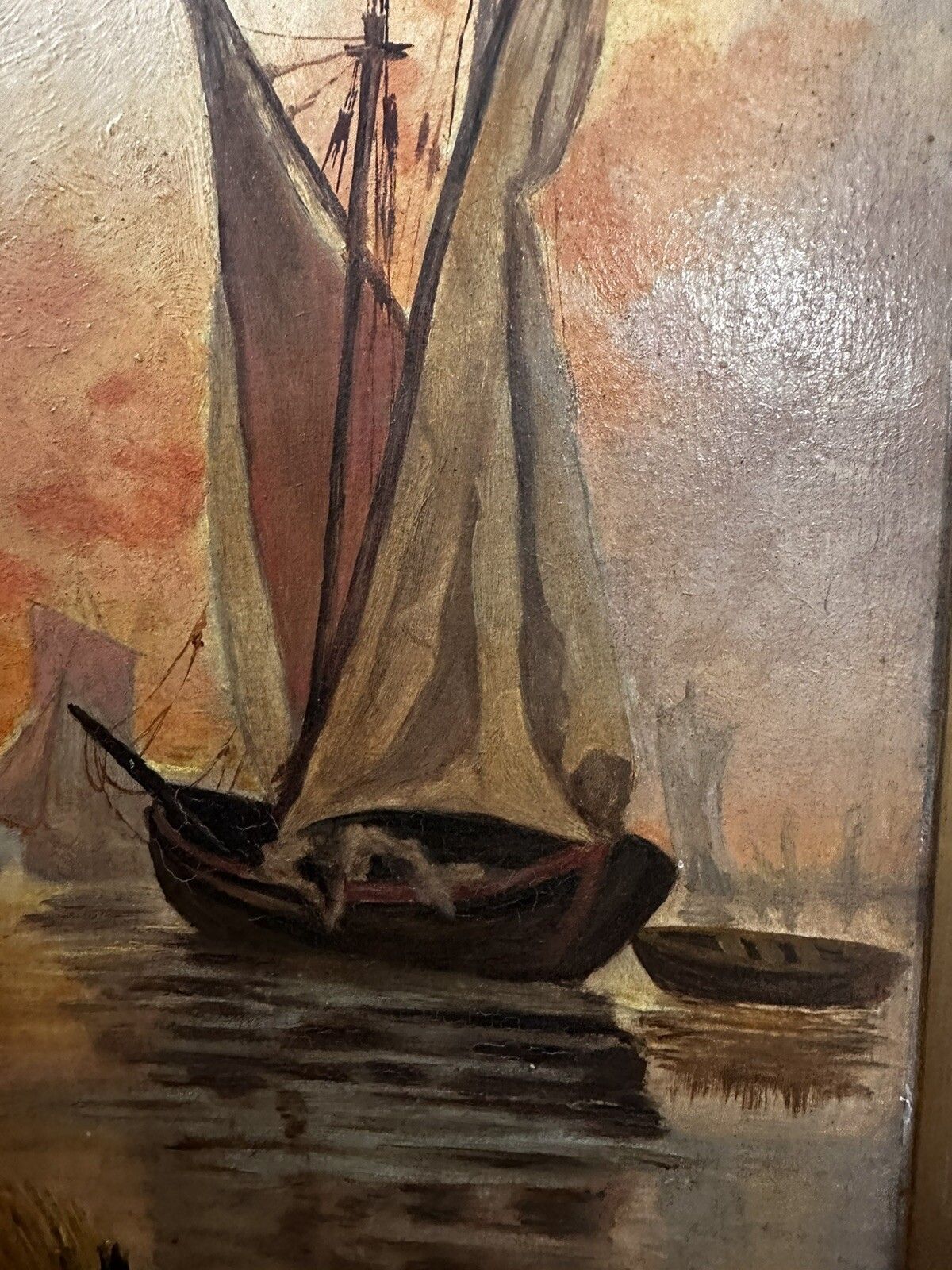 Antique 19th Century Signed Marine Nautical Painting photo 165.0