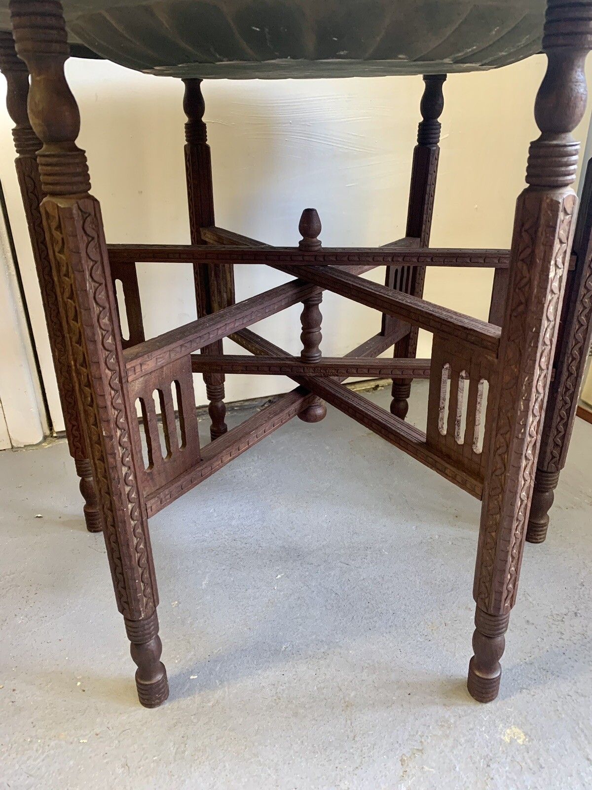 Antique 19th C Copper Top Folding Middle Eastern Table photo Furniture
