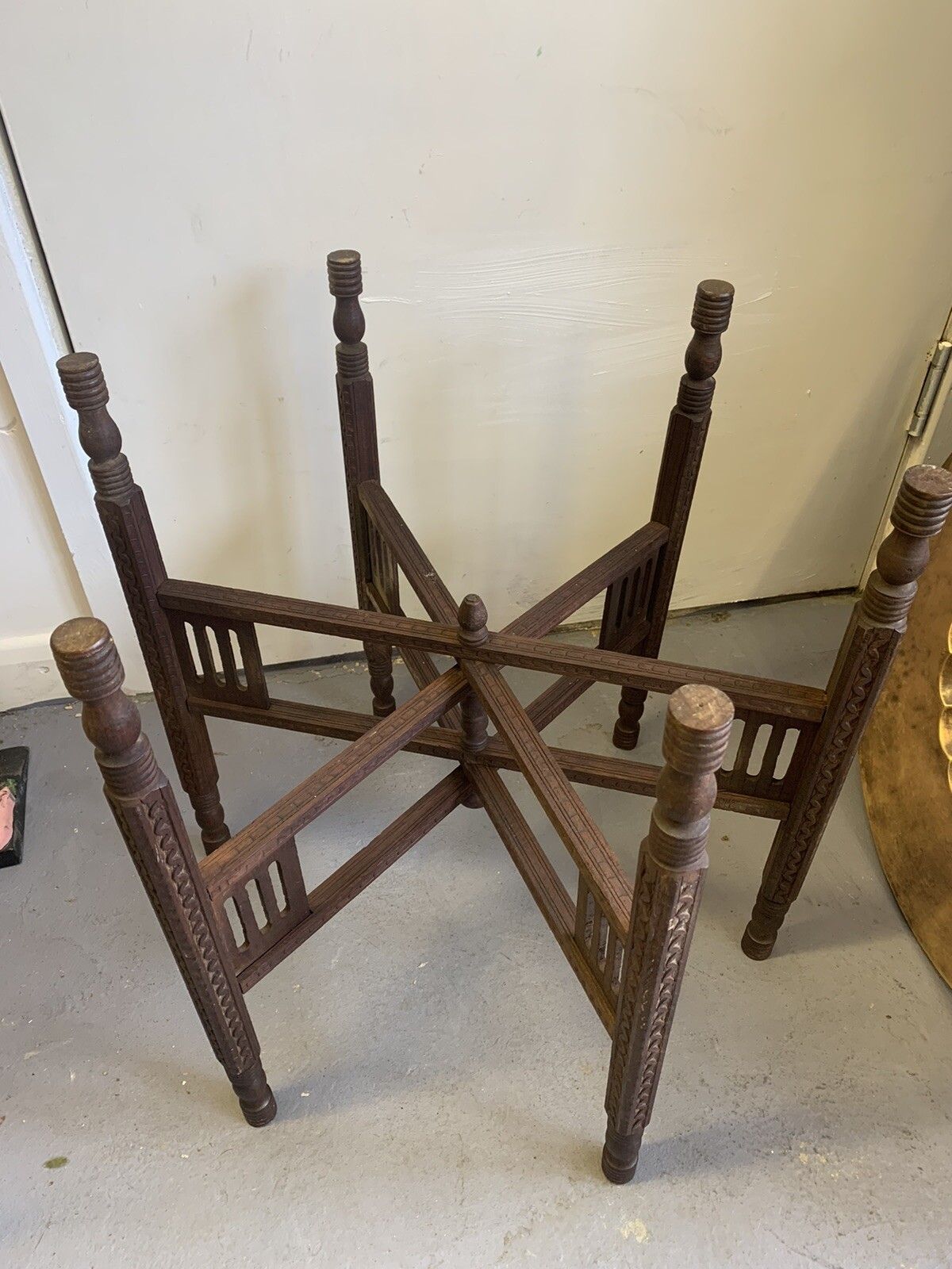 Antique 19th C Copper Top Folding Middle Eastern Table photo vinterior
