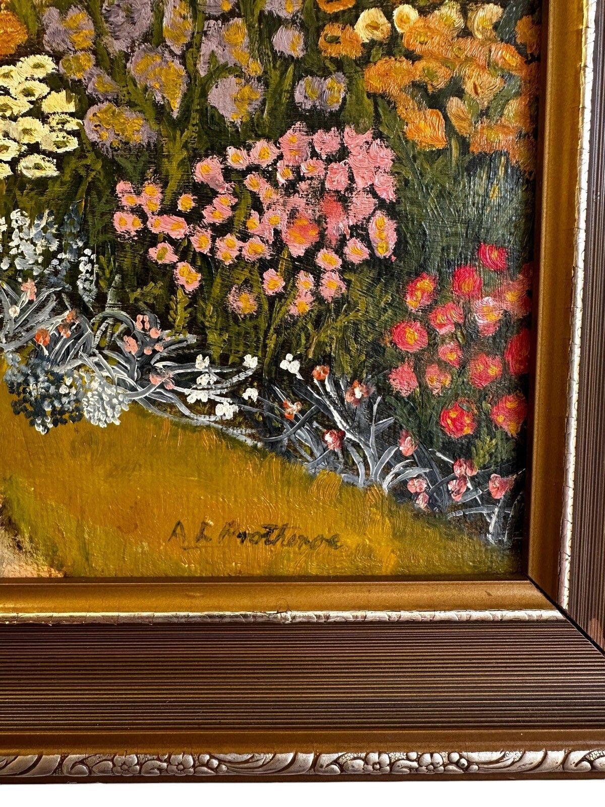 Mid Century Signed Country Cottage Oil Painting  59cm By 49cm photo 95.0