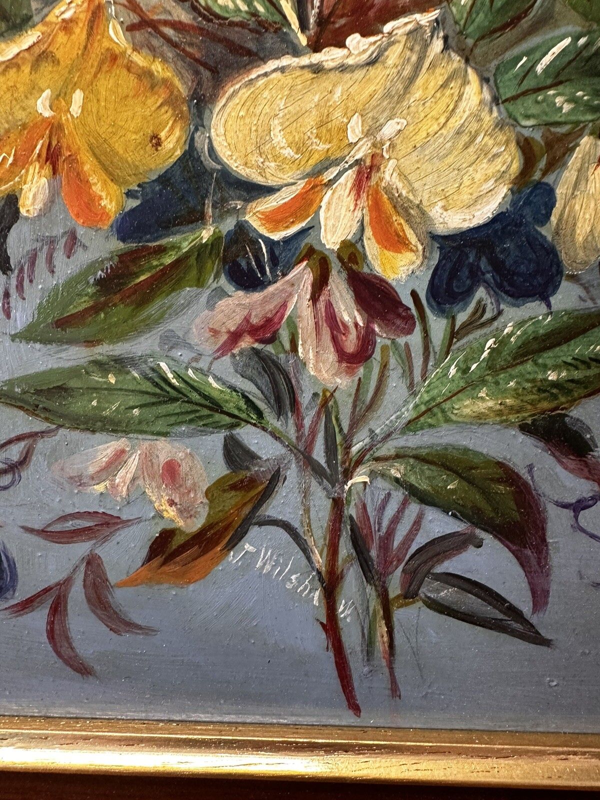 Super Mid Century Botanical Still Life Oil Painting Signed 42cm By 38cm photo 70.0