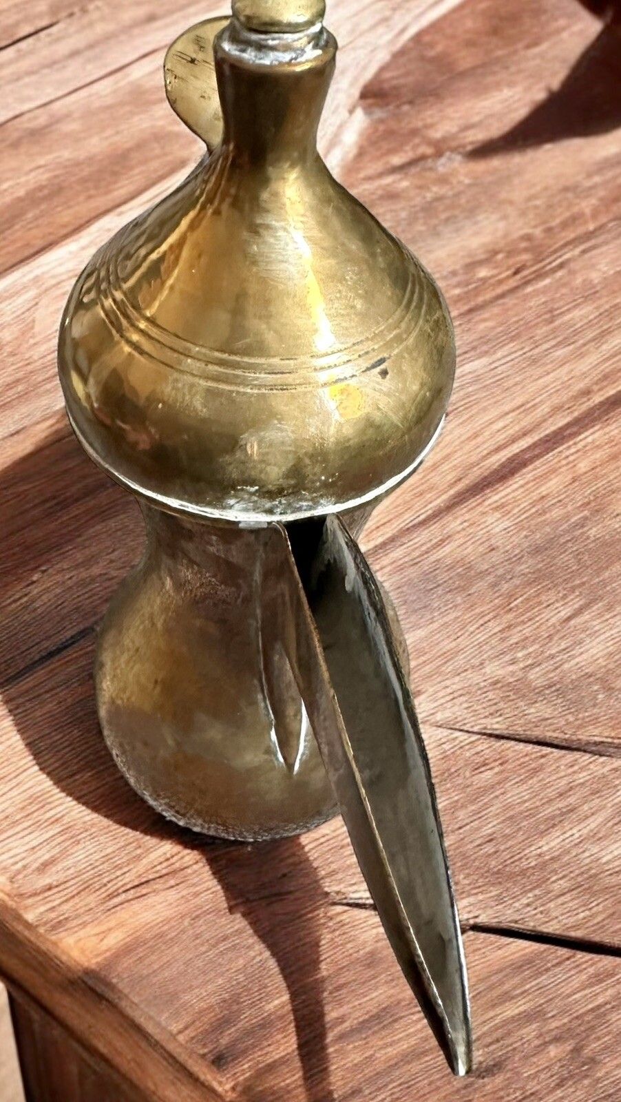 19th Century Antique Middle Eastern Dallah Arabic Brass Coffee Pot photo 95.0