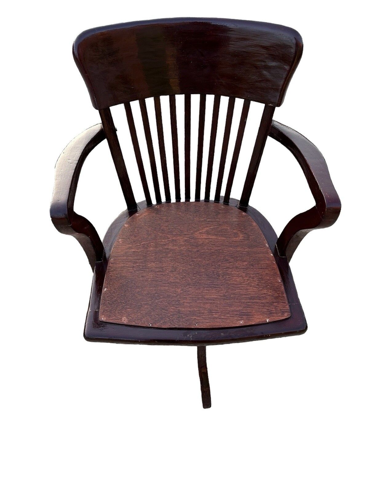 Antique Early 20th Century Oak Swivel Bankers Desk Chair photo buy
