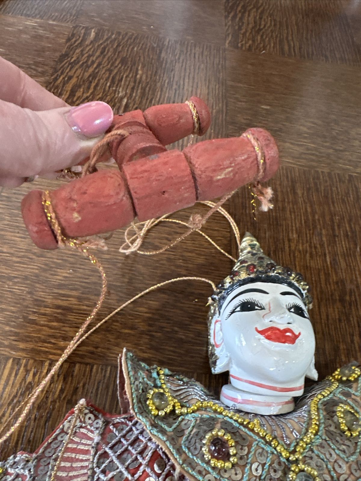 Antique Hand Carved Wood Puppet/Vintage Marionette  Thai / Nepal  16” photo vintage