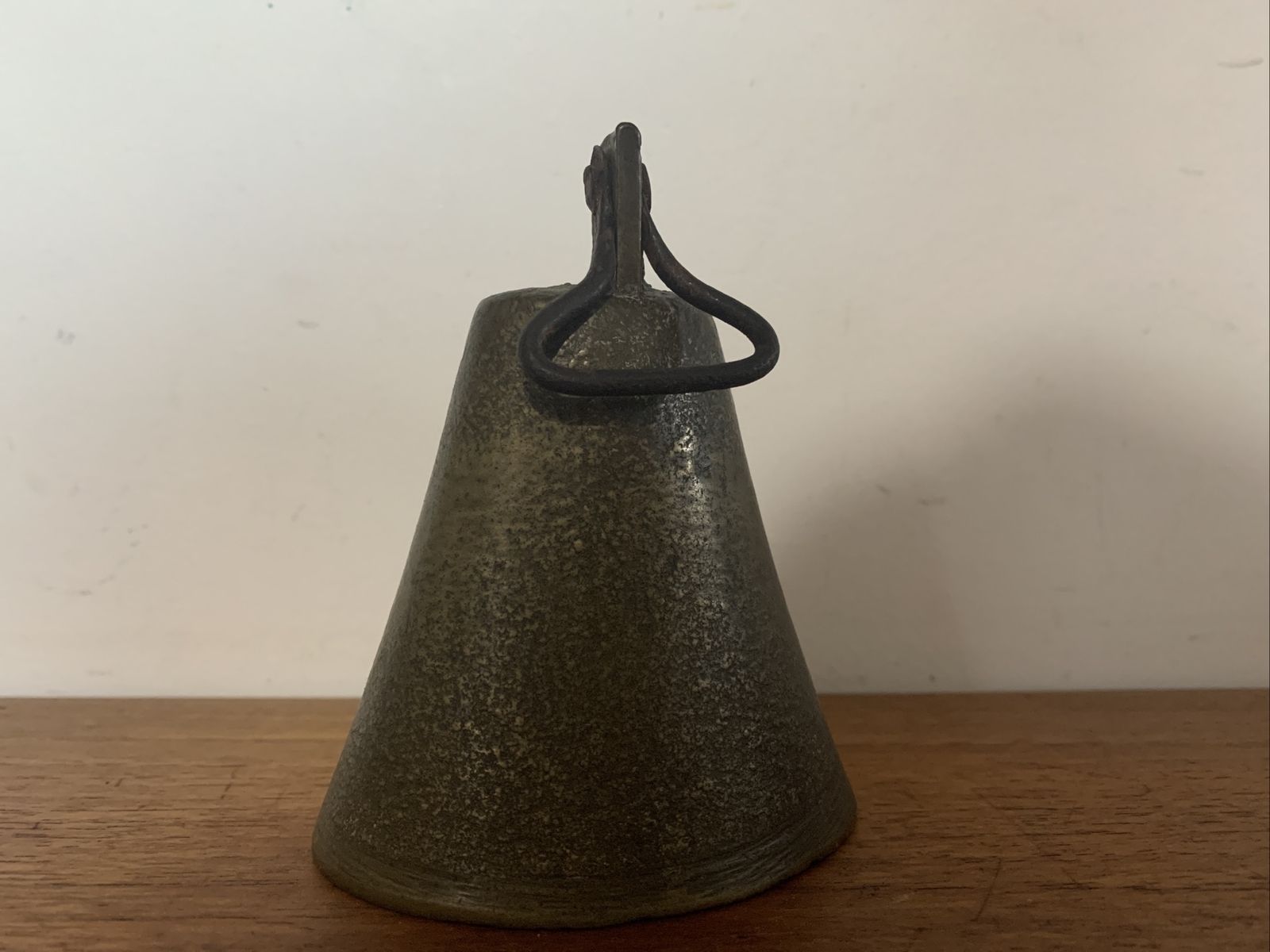 Antique Primitive Brass Bell With Cross photo vinterior