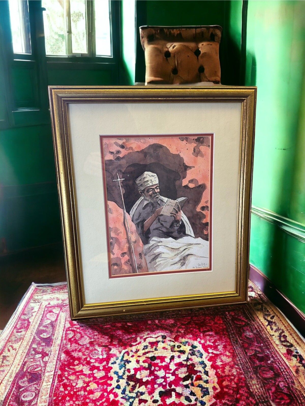 Watercolour Drawing By Tegegne Yirdaw (Contemporary). Study Of A Man In Turban