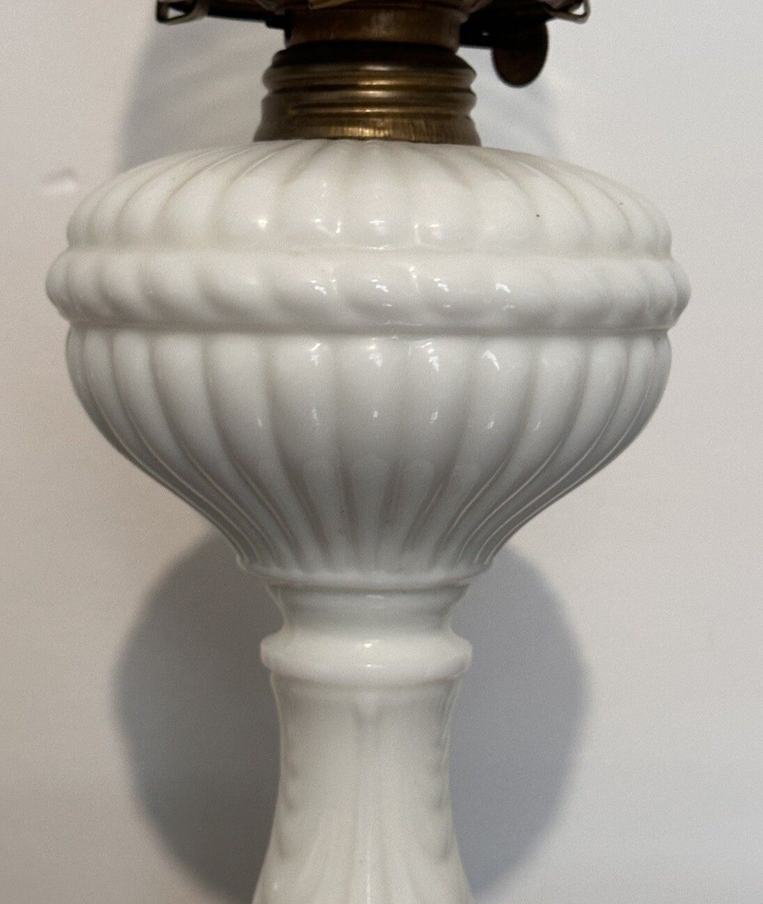 Antique 19th C French Portieux Vallerysthal White Opaline Milk Glass Oil Lamp photo Lighting