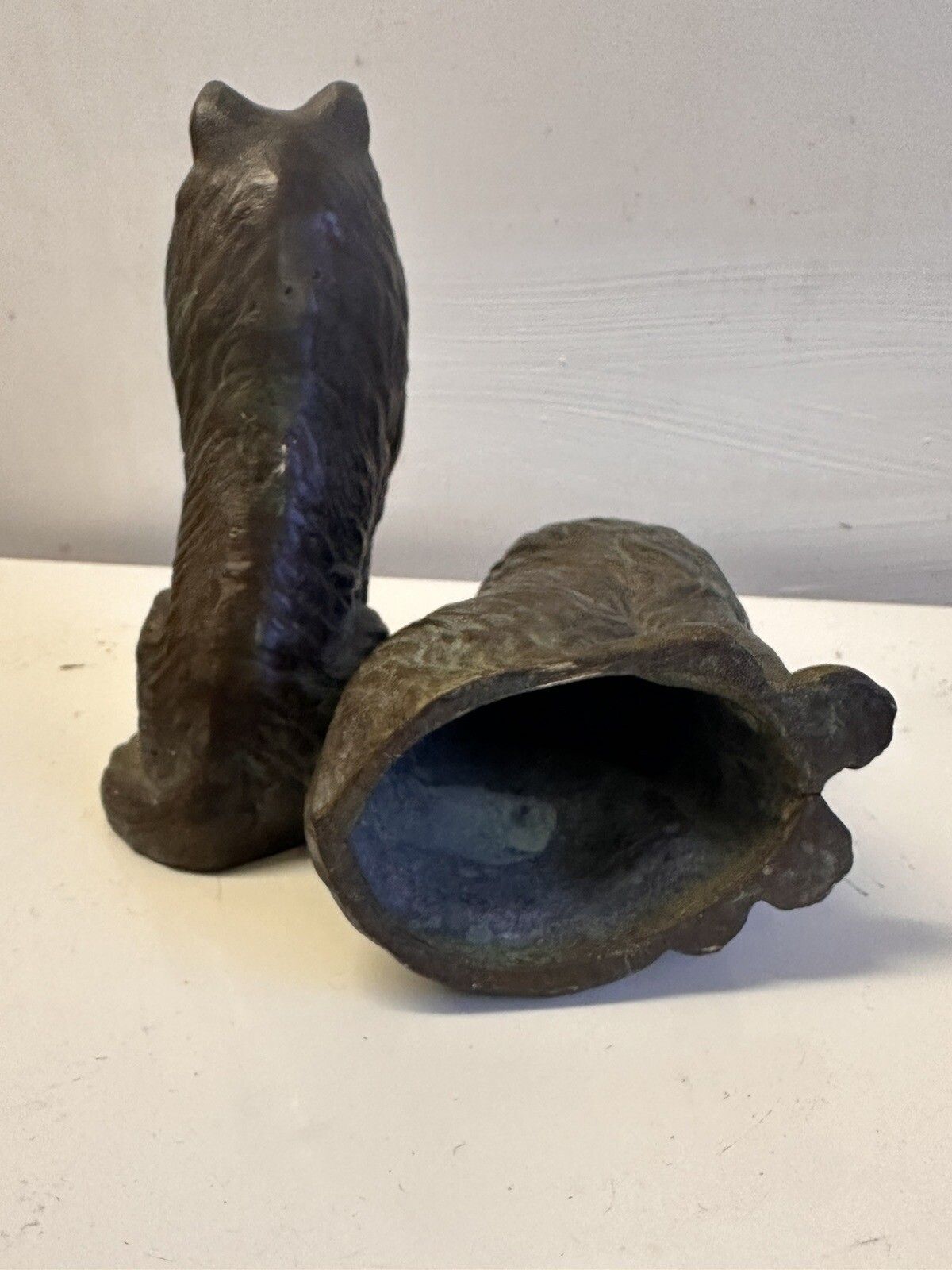 Pair Of Antique Bronze Collie Dogs Figures Excellent Detail Heavy photo Art