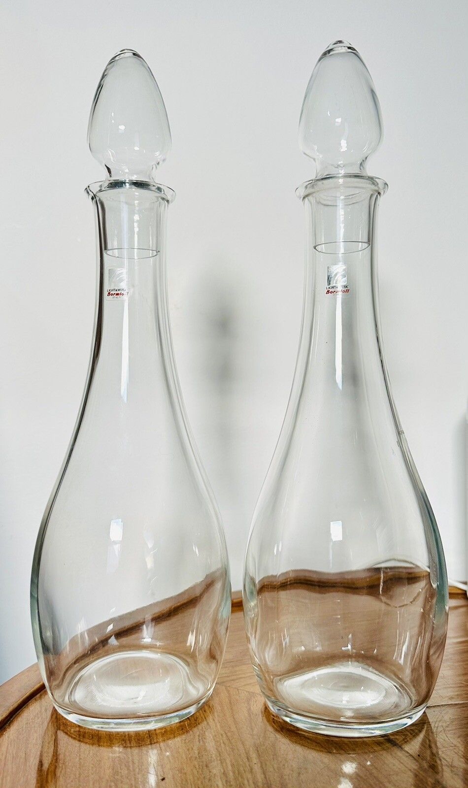 Pair Luigi Bormioli Light & Music Giotto Blown Crystal Glass Decanter / Carafe photo furniture