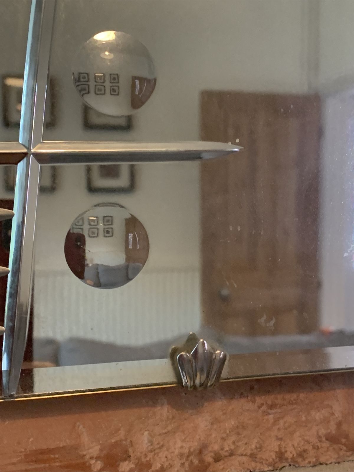 Art Deco 1930s Superb Frameless Mirror Antique 60cm By 38cm Wooden / Bevelled photo 70.0