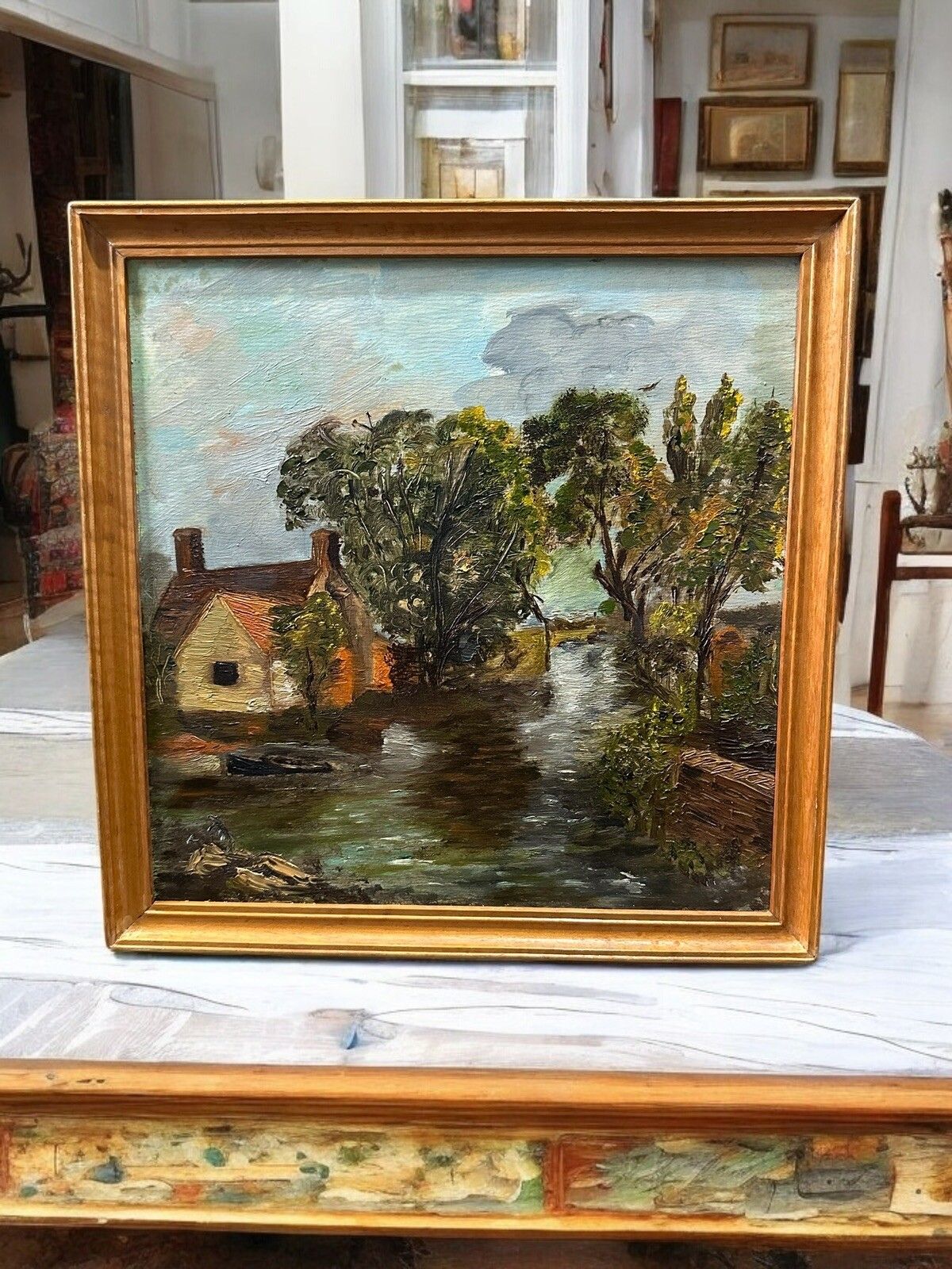 Original Oil Painting Bord L’yerre De Seine C1930’s