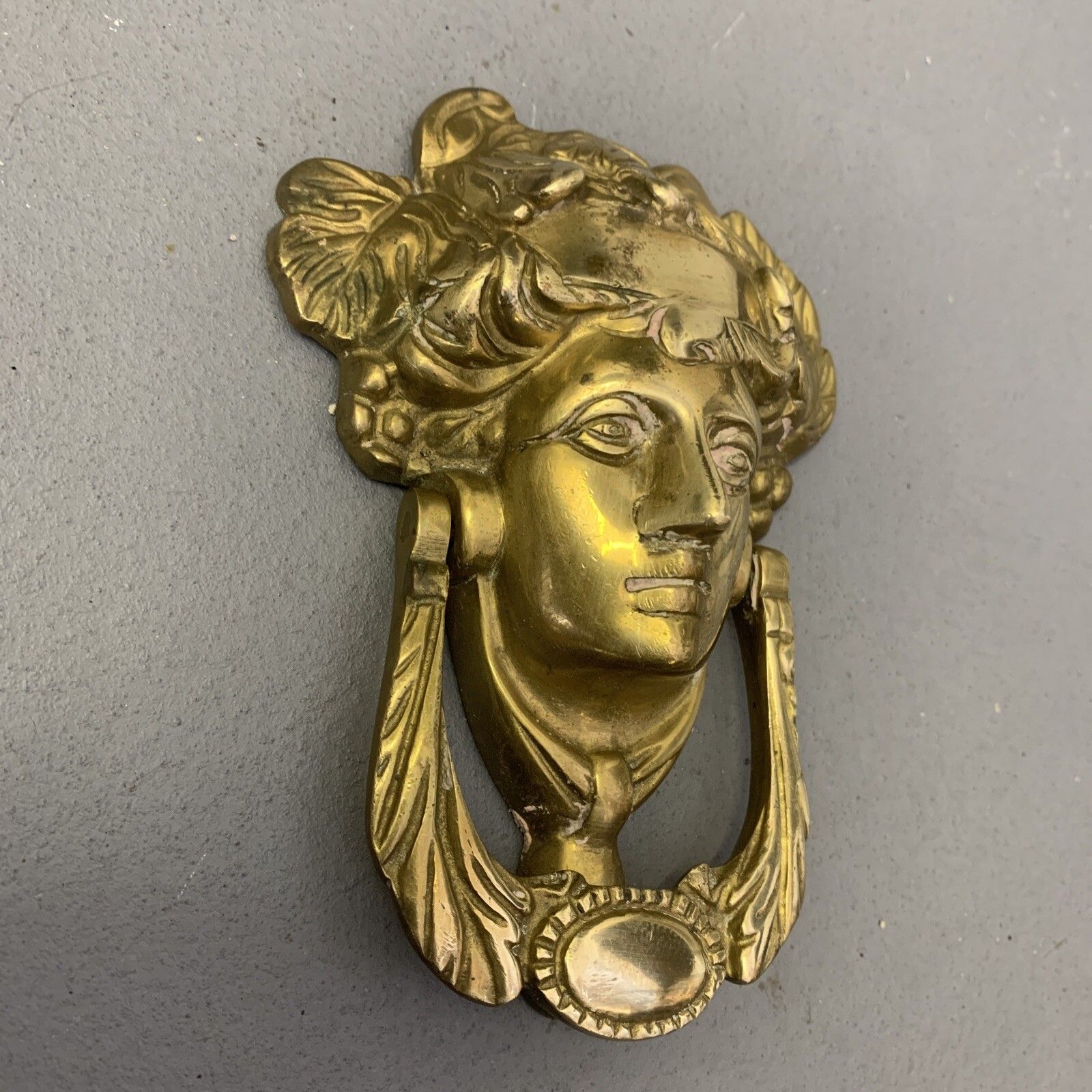 Antique Victorian Georgian Style Medusa Solid Heavy Brass Front Door Knocker photo 95.0