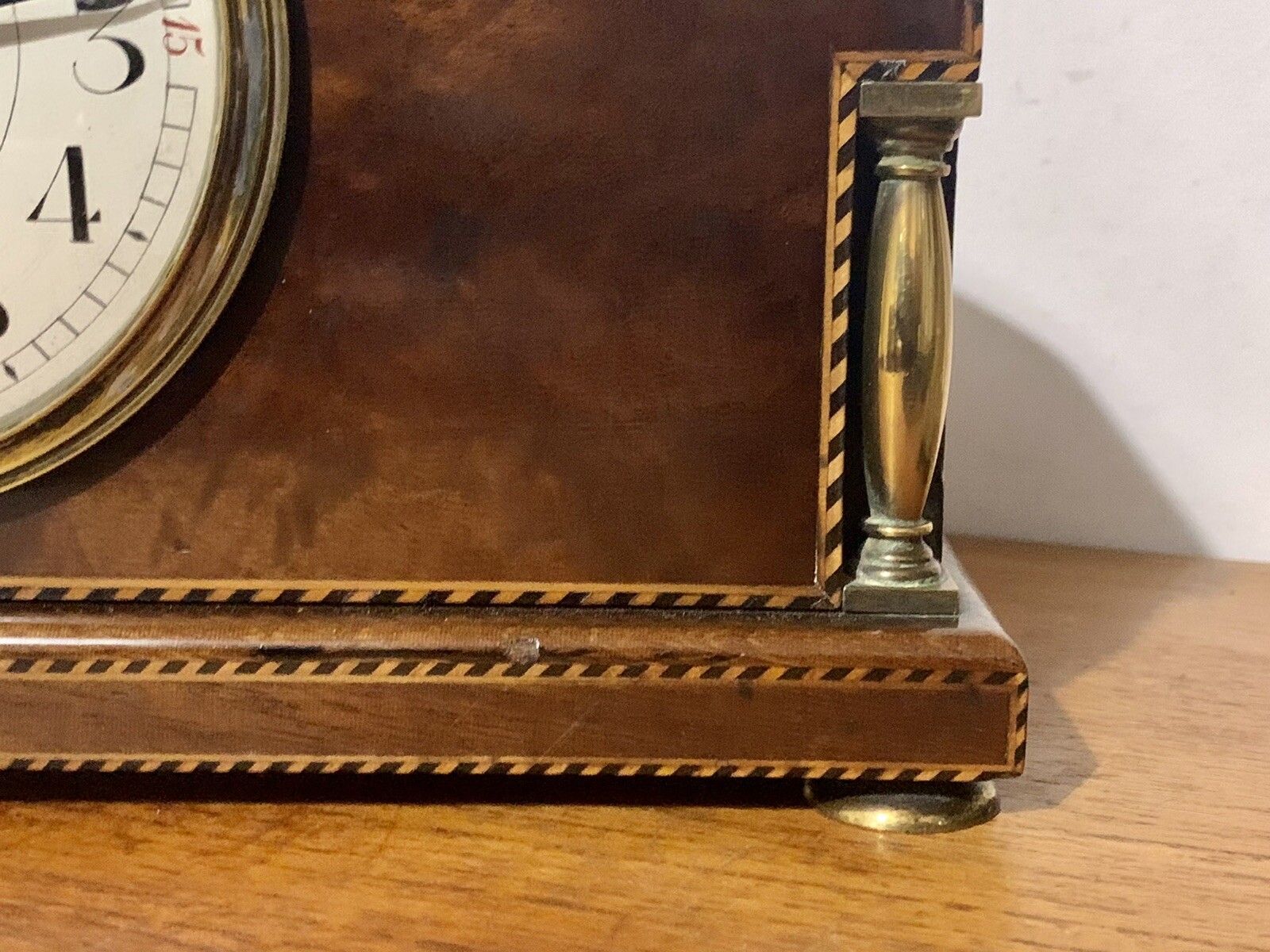 Antique Edwardian French Inlaid Domed Pillar Mantle Clock Mechanical Stunning￼ photo 125.0