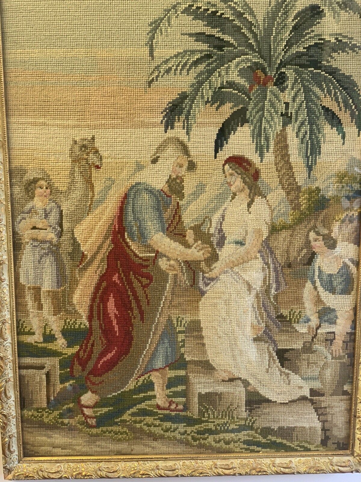 Antique Victorian C1880 Framed Glazed Tapestry   66 X 46cm photo furniture