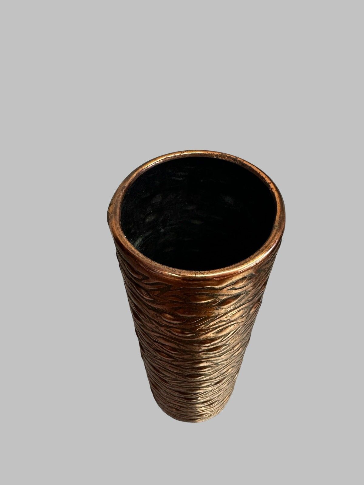 Brutalist Copper Vase Cylinder Mcm Vtg Scandi Scandinavian Axel Salto Style 70s photo 55.0