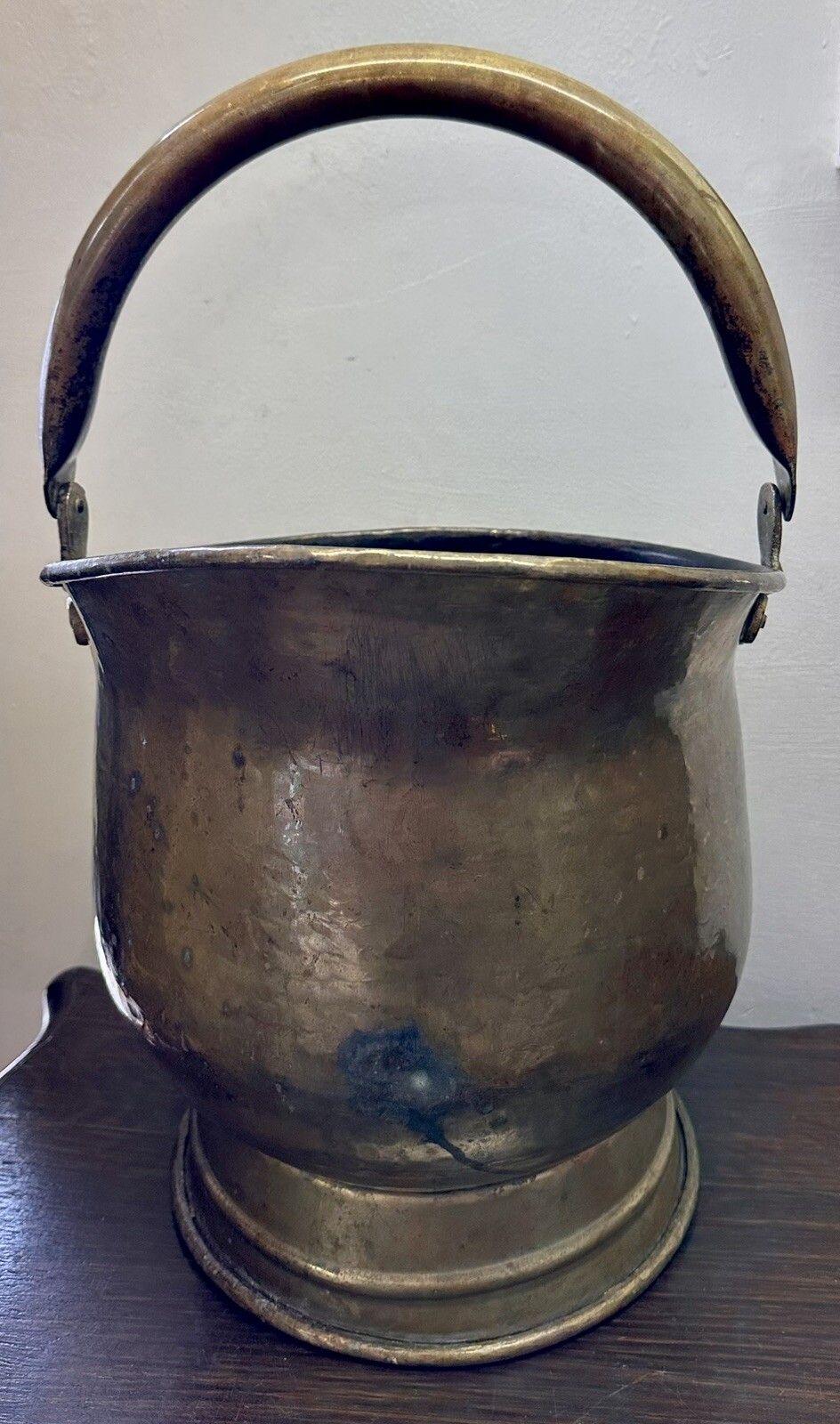 Antique Large Brass Helmet Coal Scuttle Country House Planter / Log / Coal photo Home Decor