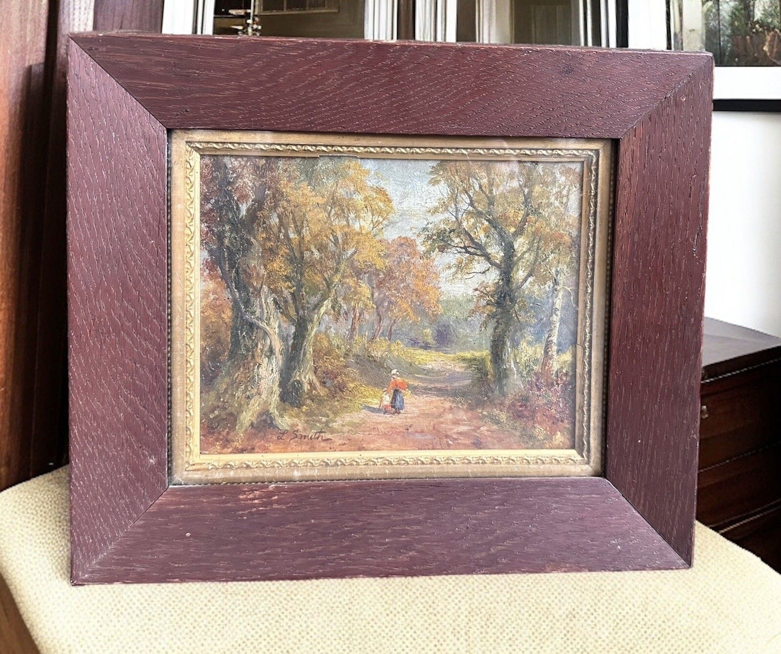 L Smith Signed Original Early 20th Century Antique Oil Painting On Canvas