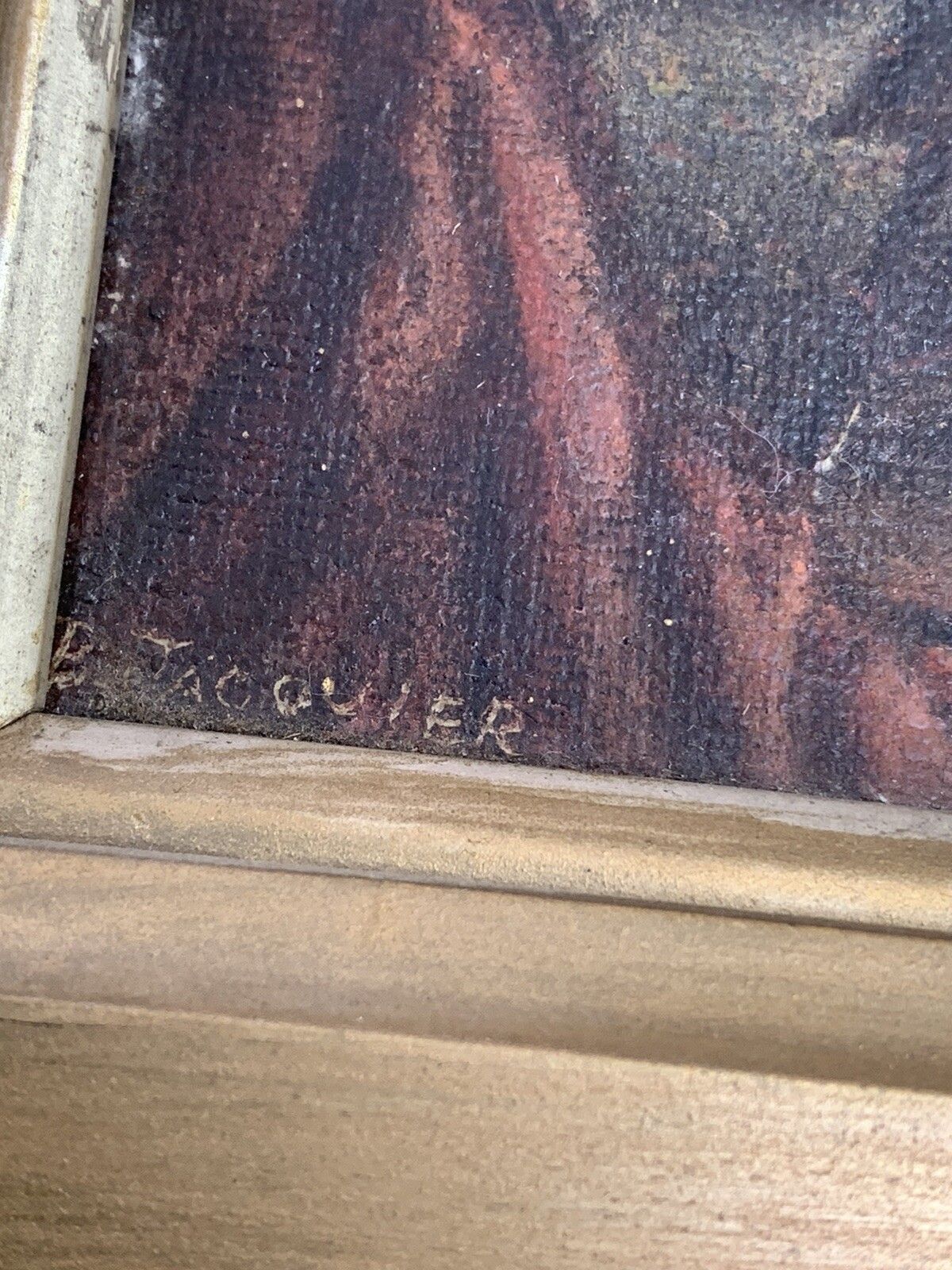 Early Original Oil On Canvas By  French Artist B Jacquier. photo vintage
