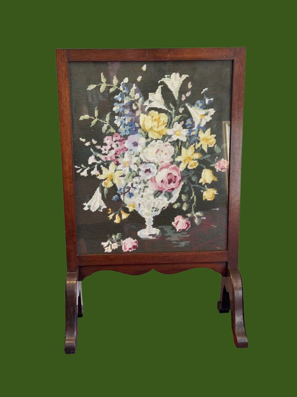 Edwardian Art Deco Super Condition Wooden Tapestry Fire Screen Period Home