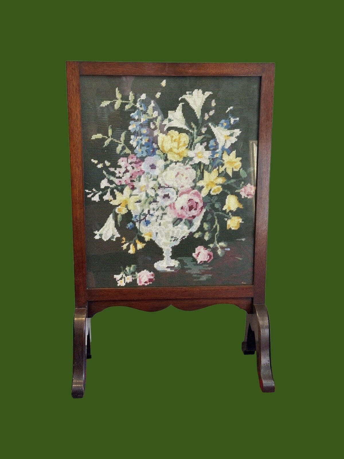 Edwardian Art Deco Super Condition Wooden Tapestry Fire Screen Period Home photo for sale