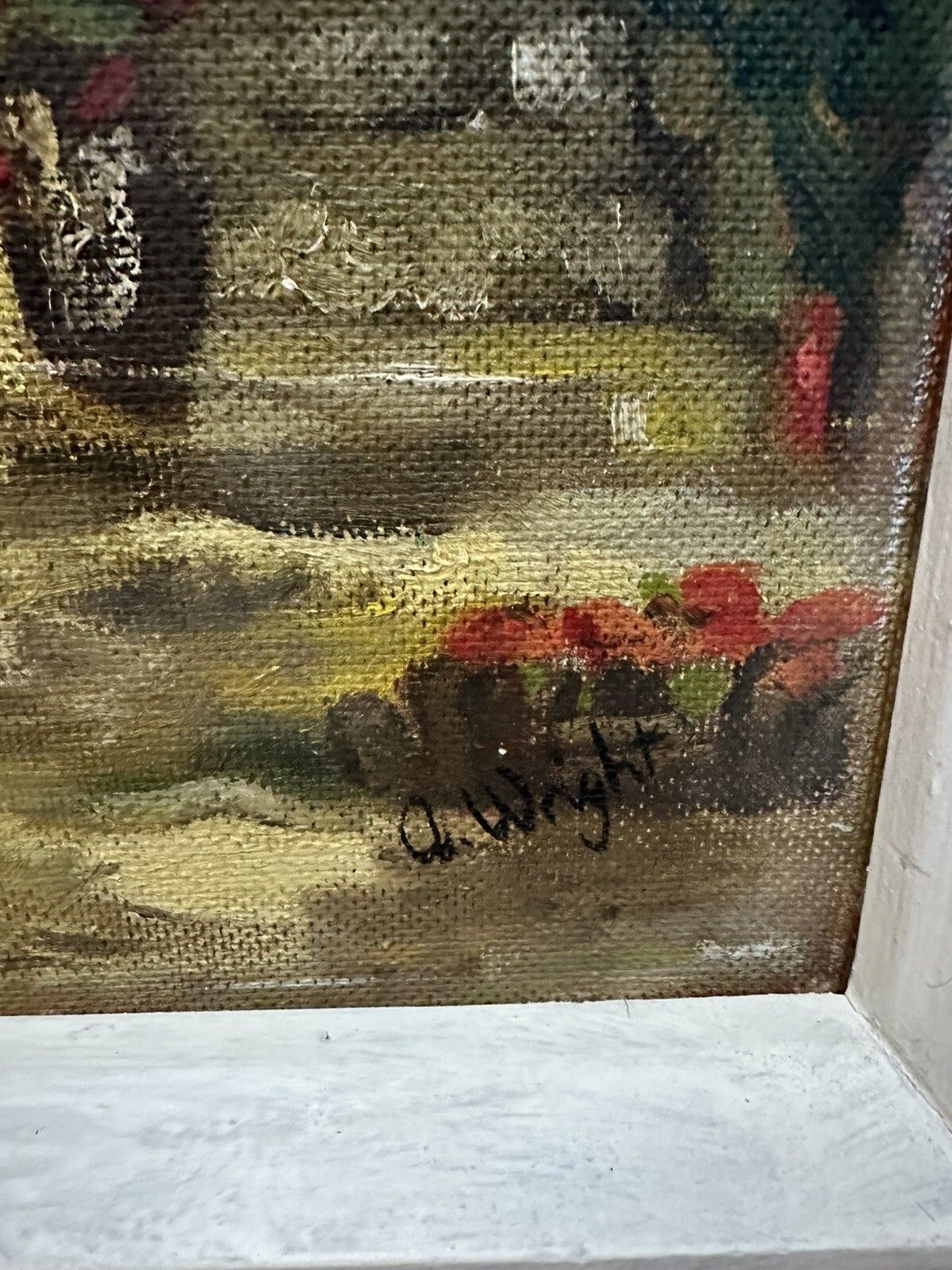 Mid Century Signed Painting French Seascape Harbour Scene 79cm By 41cm photo Art