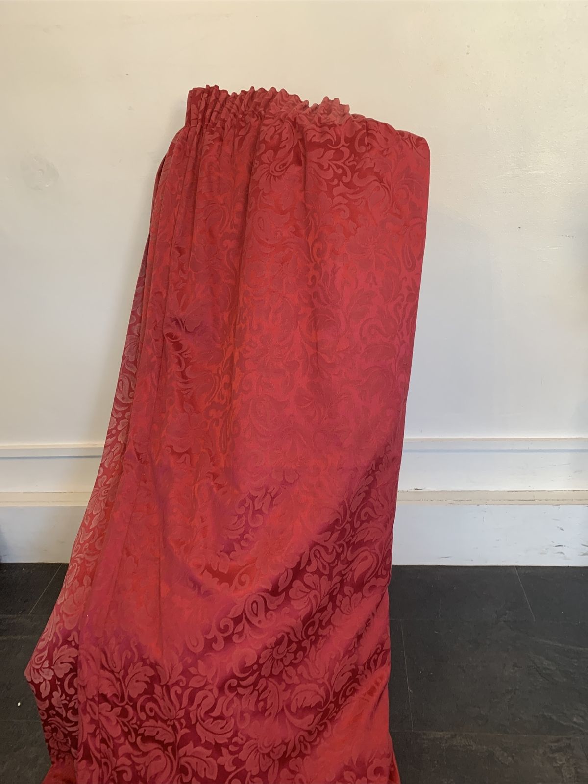 Vintage Curtains Red Top Quality Lined   Brocade Floral Design 254cm Each Wide photo furniture