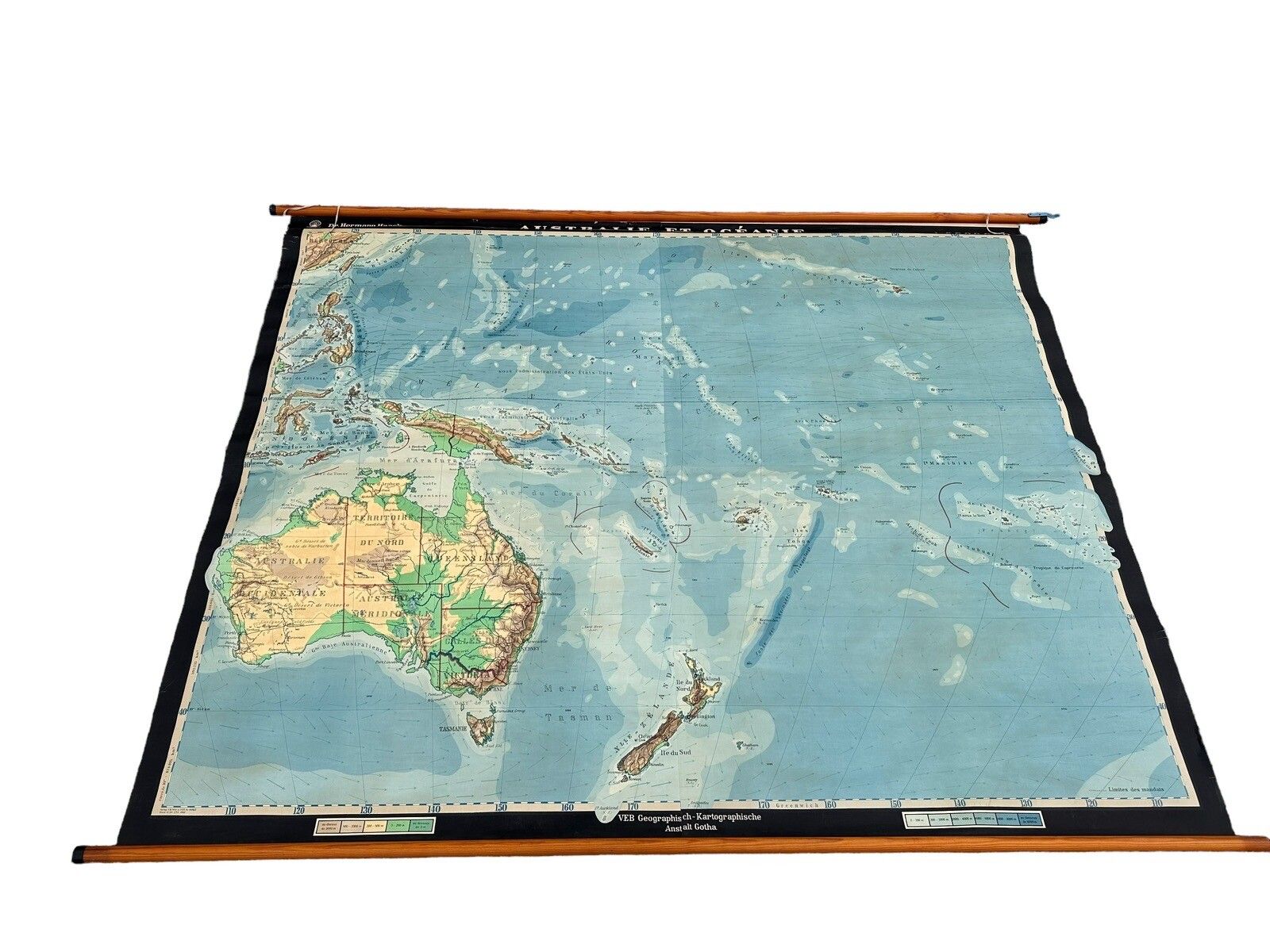 Mid Century Huge Wall Map Australia 215cm By 165cm By DR Hermann Haack