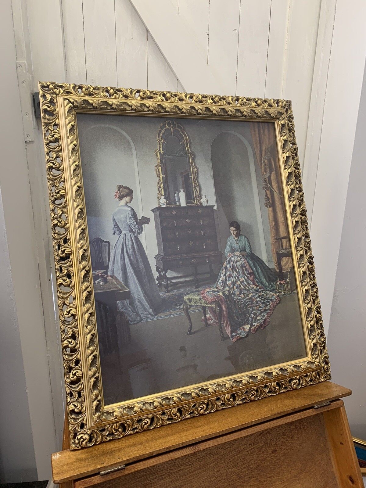 Vintage The Sampler By Leonard Campbell Taylor Large Framed Print