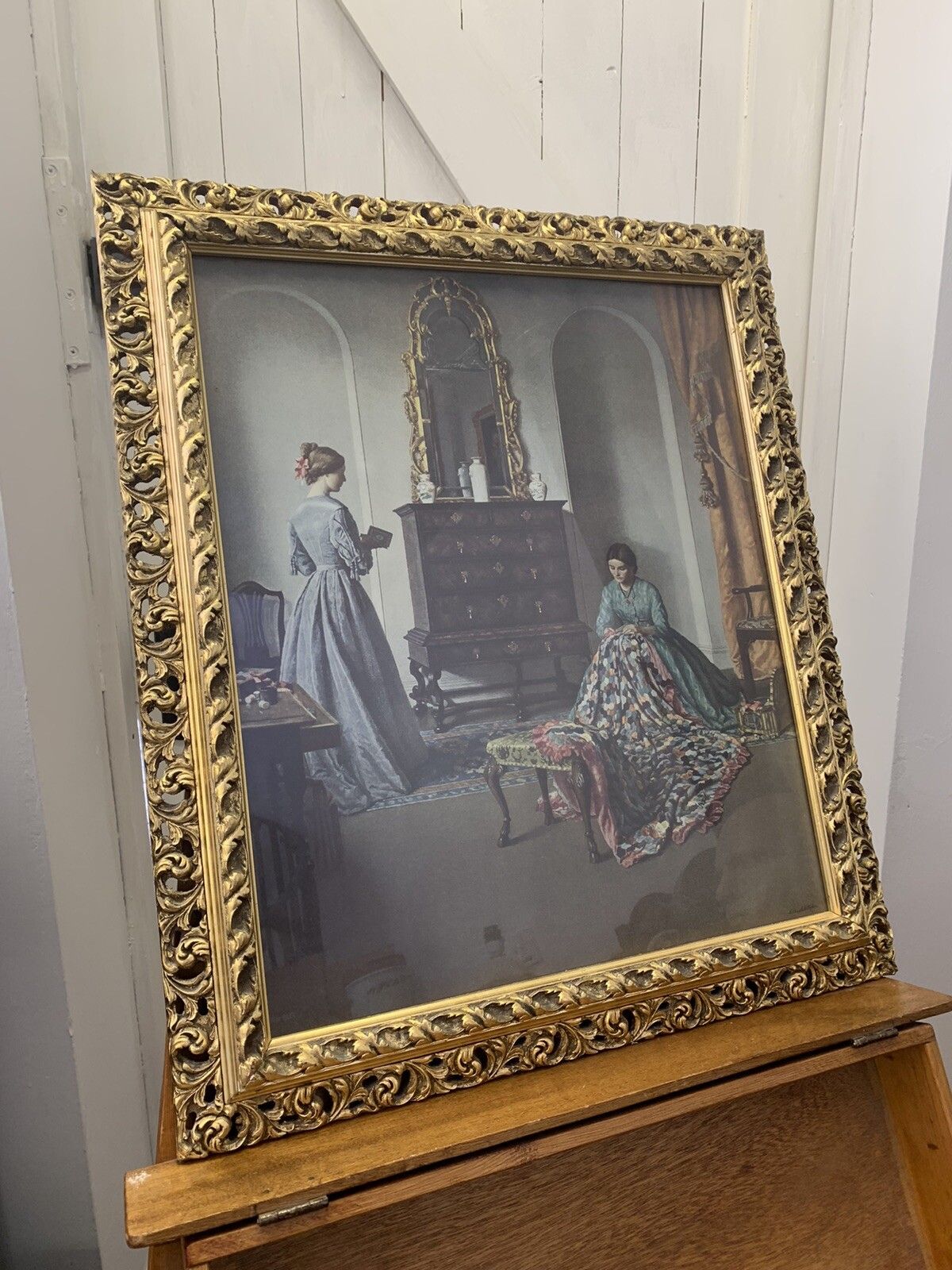 Vintage The Sampler By Leonard Campbell Taylor Large Framed Print photo furniture