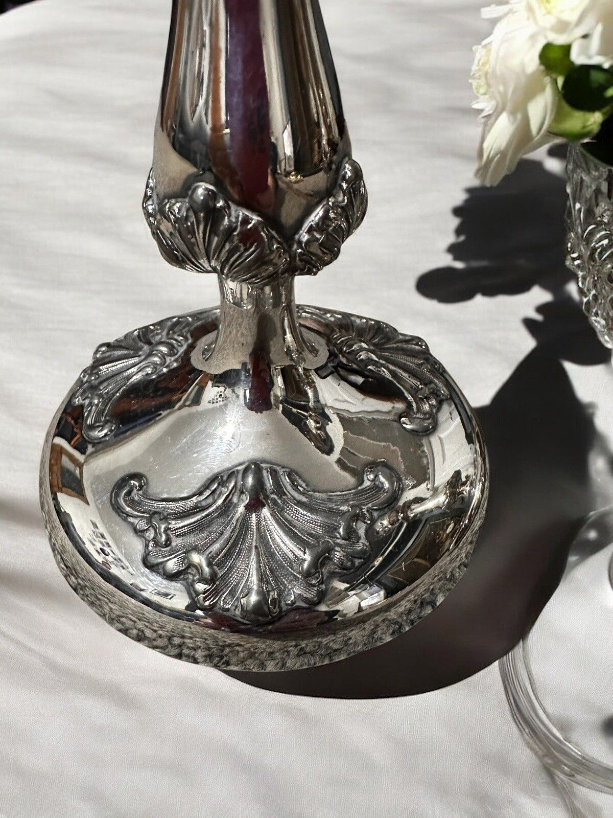 photo for sale C1930’s Pair Of Gorgeous Candlesticks  White Metal On Copper Great Quality