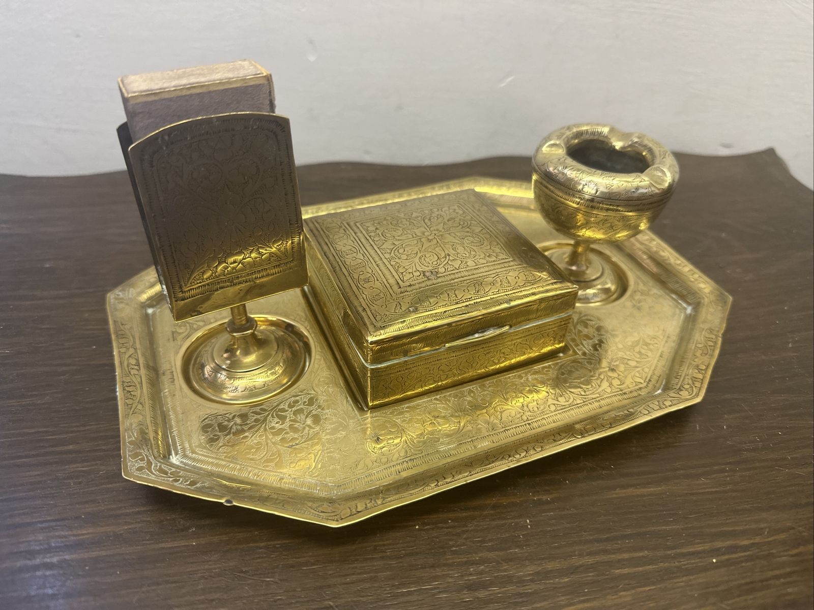 Antique 19th Brass Highly Decorative Anglo Indian Desk Stand Prof Polished photo furniture
