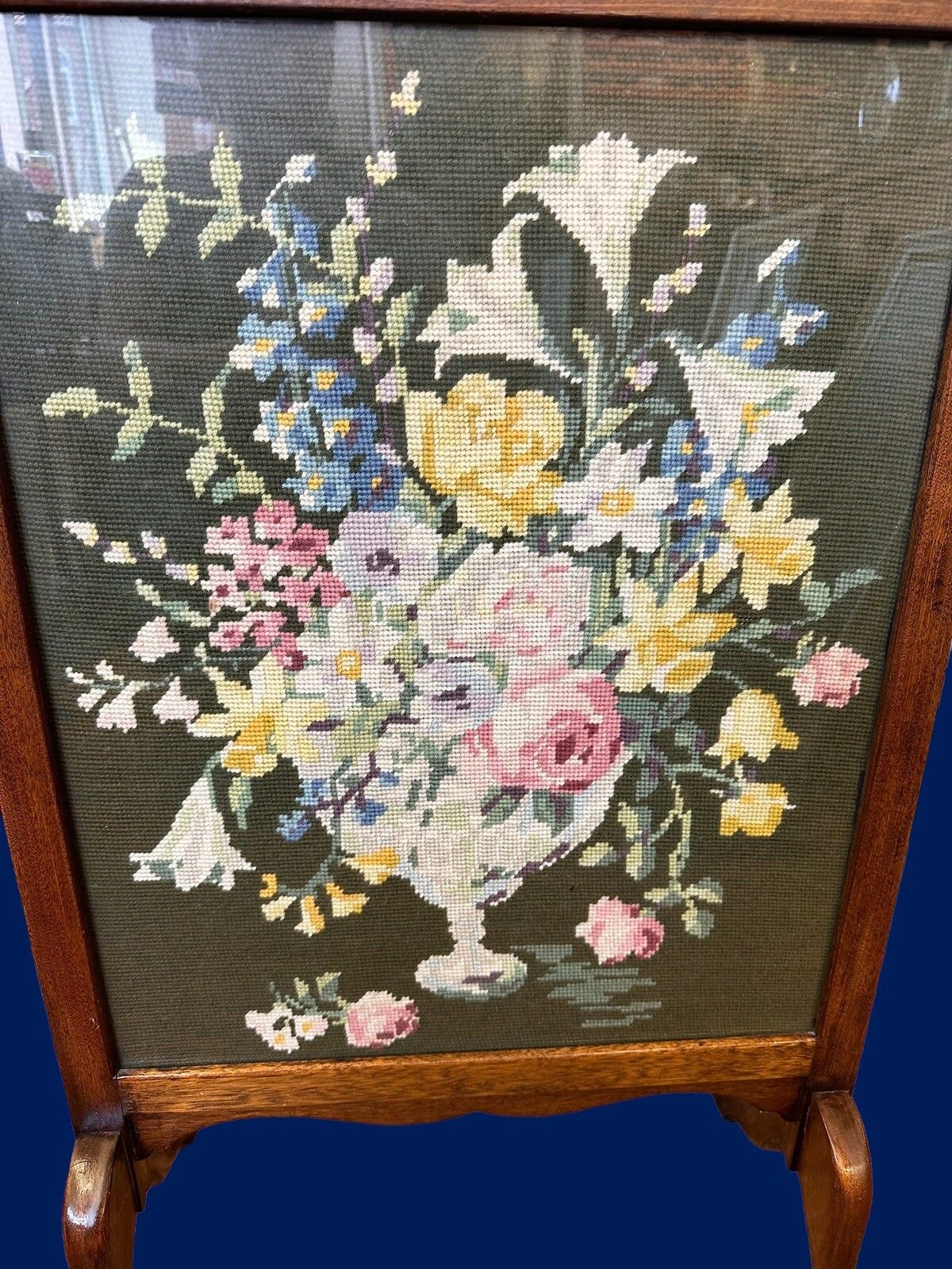 Edwardian Art Deco Super Condition Wooden Tapestry Fire Screen Period Home photo furniture