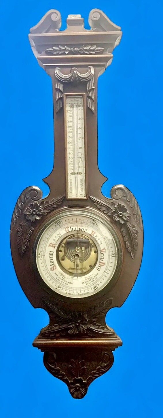 Antique 19th Century Frank J Gould Birmingham Magnificent Carved Barometer  95cm