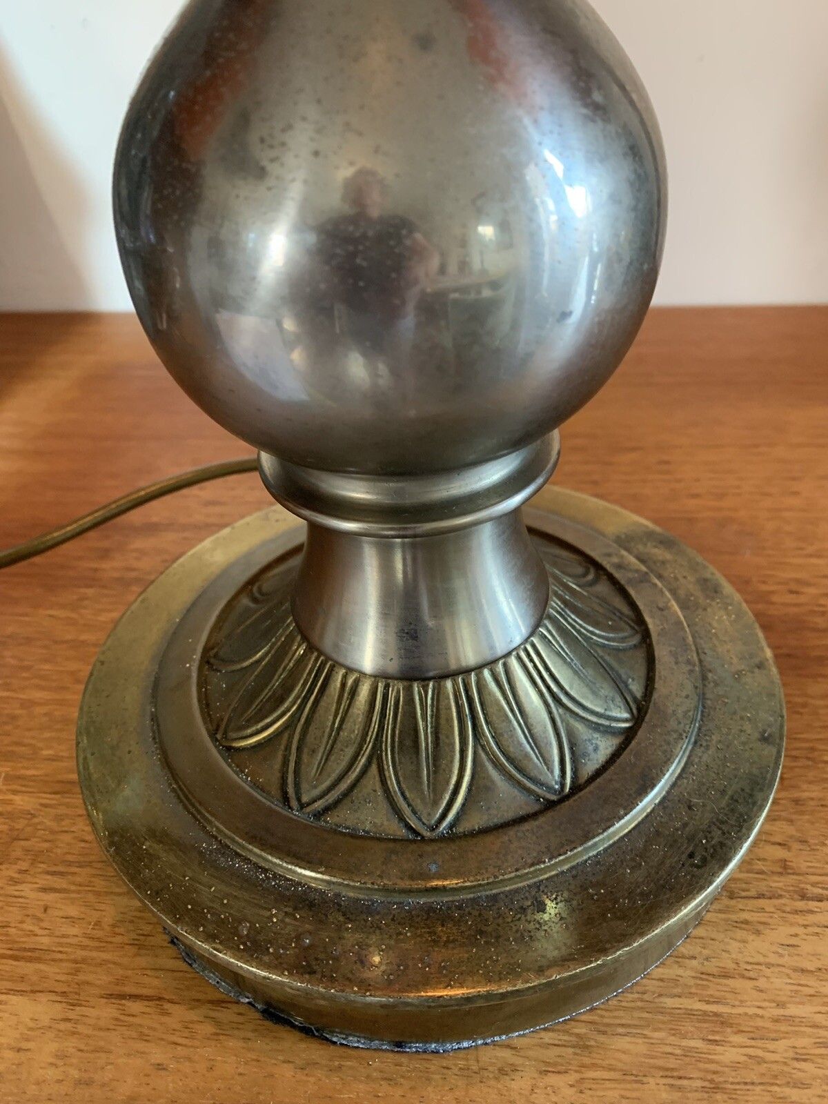 Antique Early 20th Century Large Impressive Brass And Chrome Table Lamp 62cm Hi￼ photo 95.0