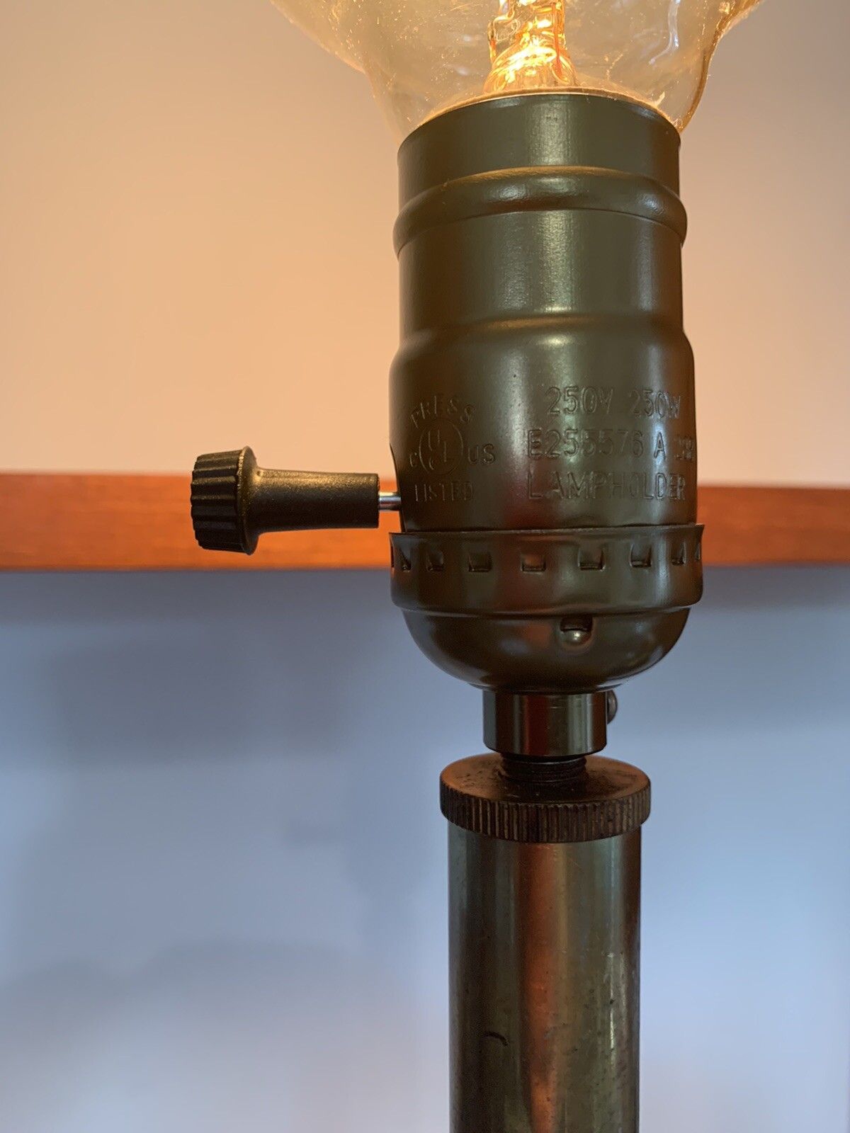 photo for sale Antique Early 20th Century Large Impressive Brass And Chrome Table Lamp 62cm Hi￼
