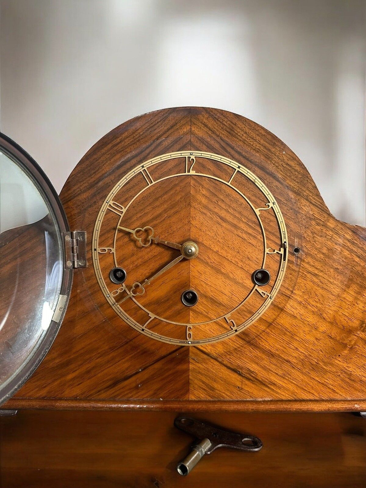 C1930’s Pretty Art Deco German Westminster Chime Mantle Clock photo for sale