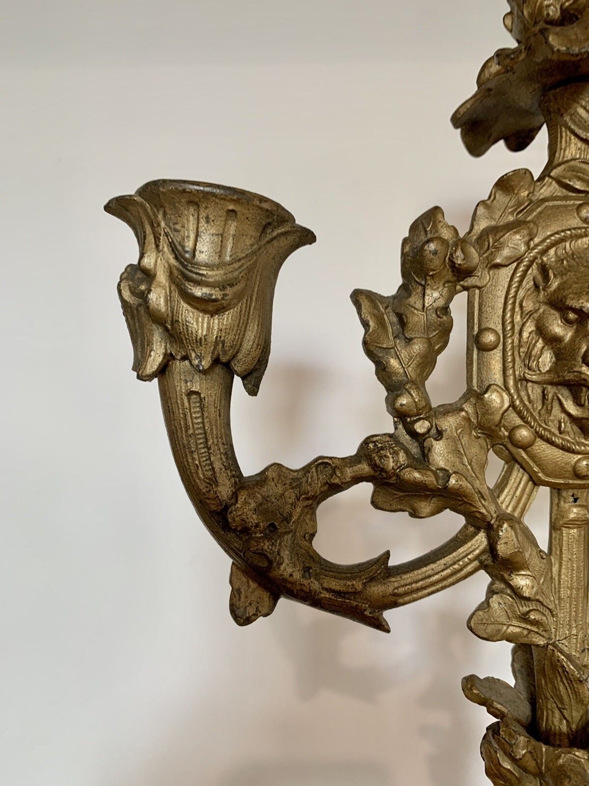 Antique Gilt European 19tn Century Large Three Arm Candelabra European Soldier photo Home Decor