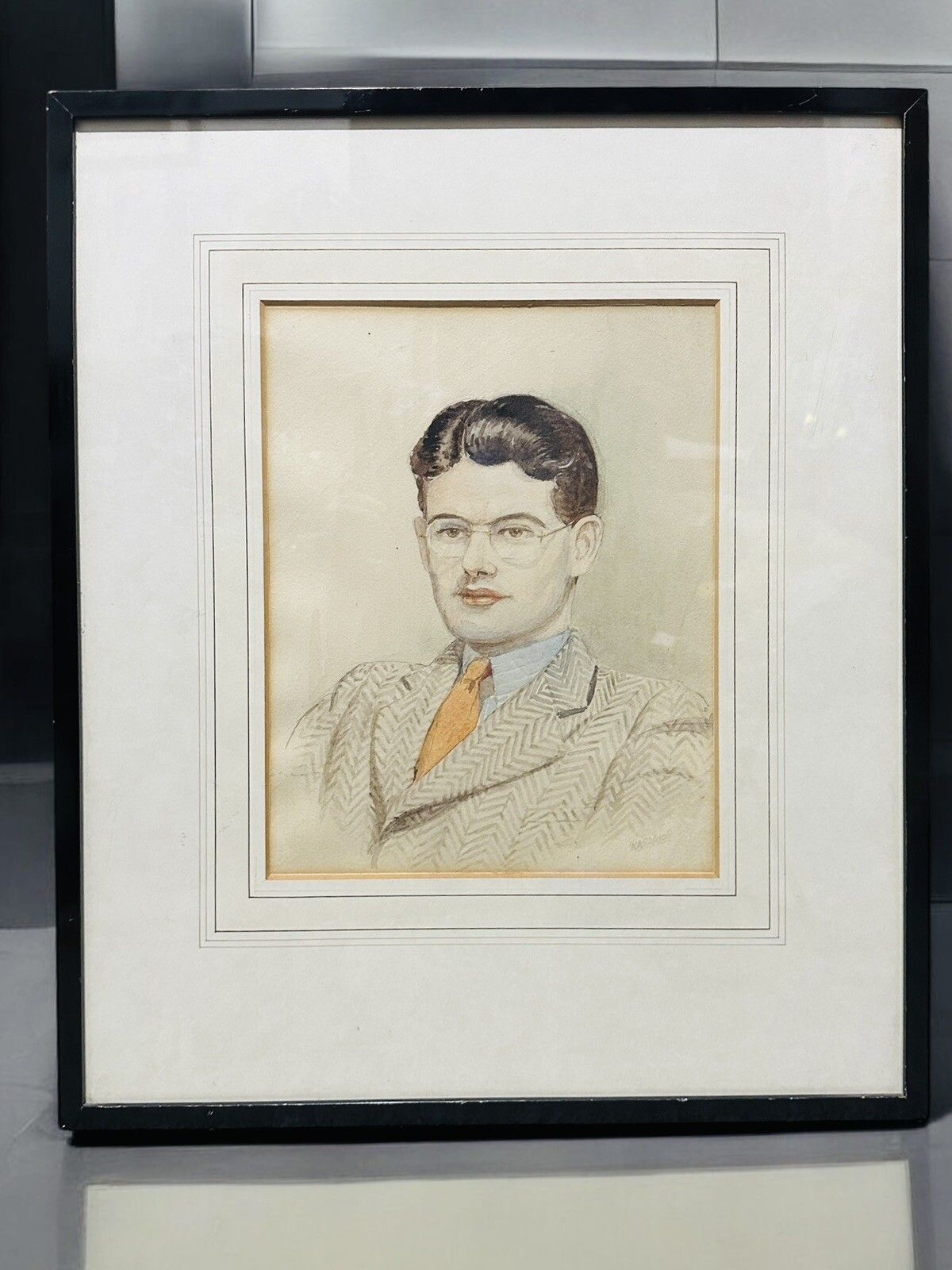 C1920’s Original Watercolour Portrait Signed By Artist 50cm By 43cm photo furniture