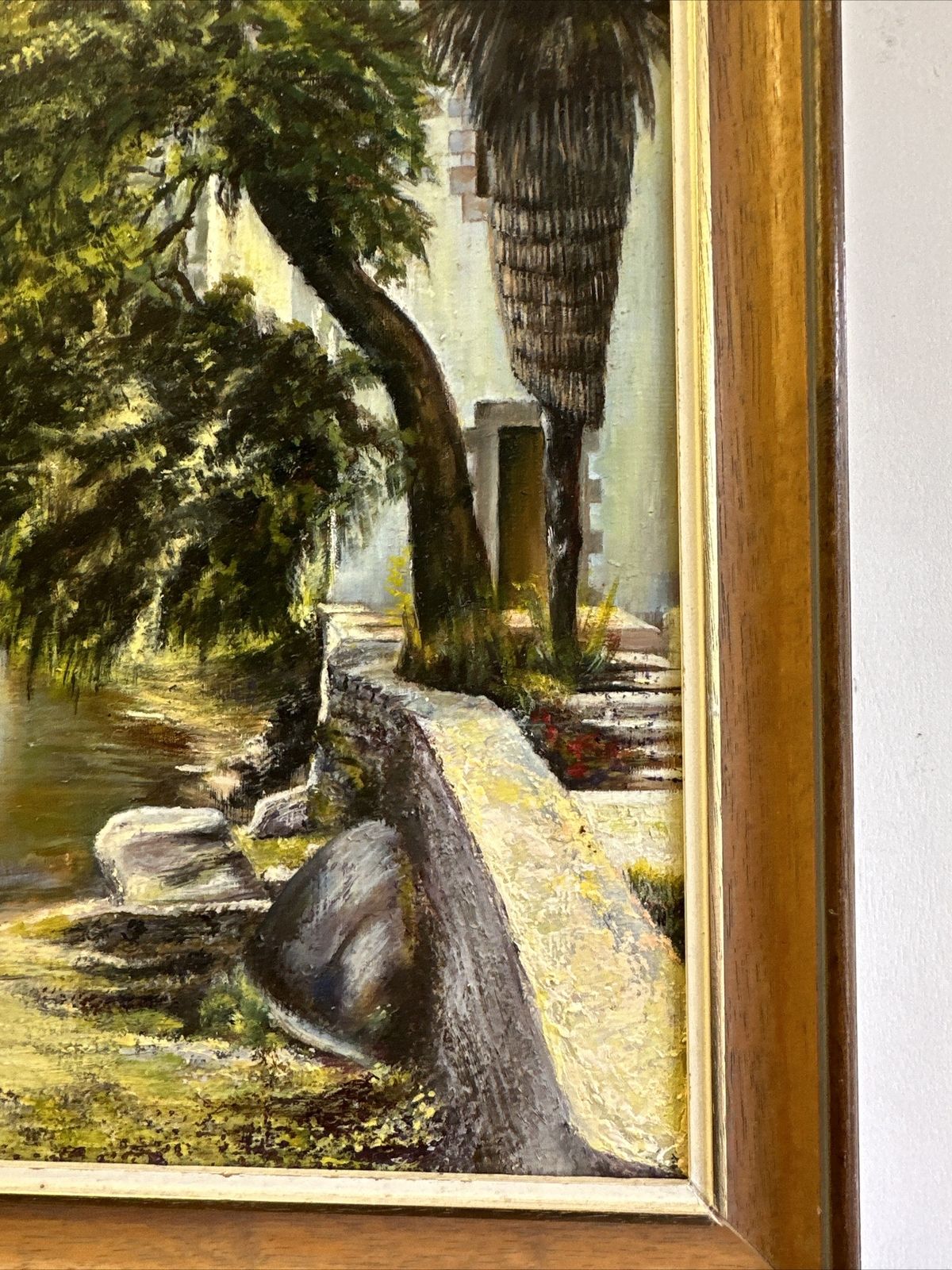 Vintage Signed Oil Brittany France Stream In Pont Avon 47cm By 33cm photo Art