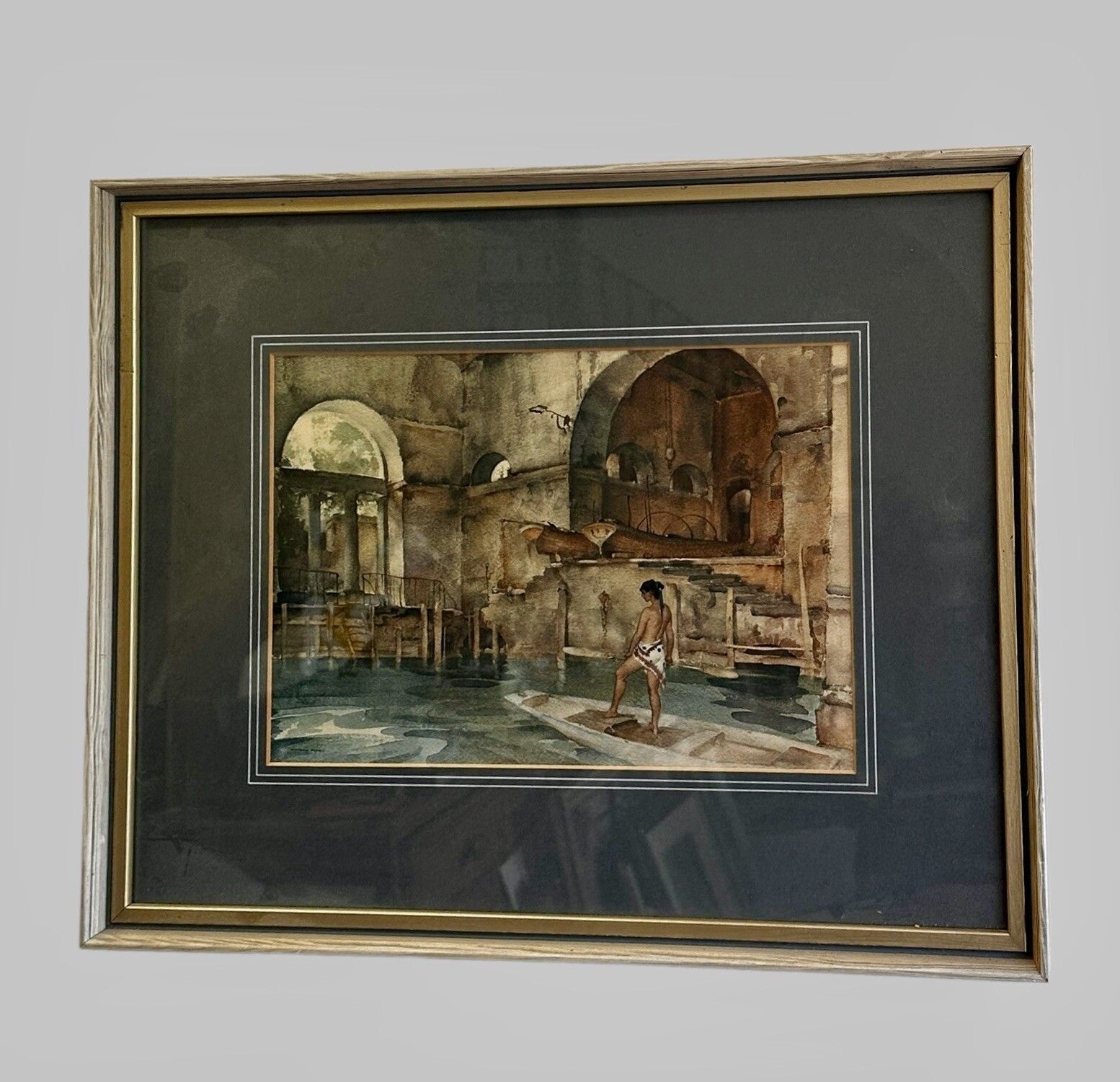 Sir William Russell Ra Flint Lithograph  The Marchesais Boathosue  Dated 1960