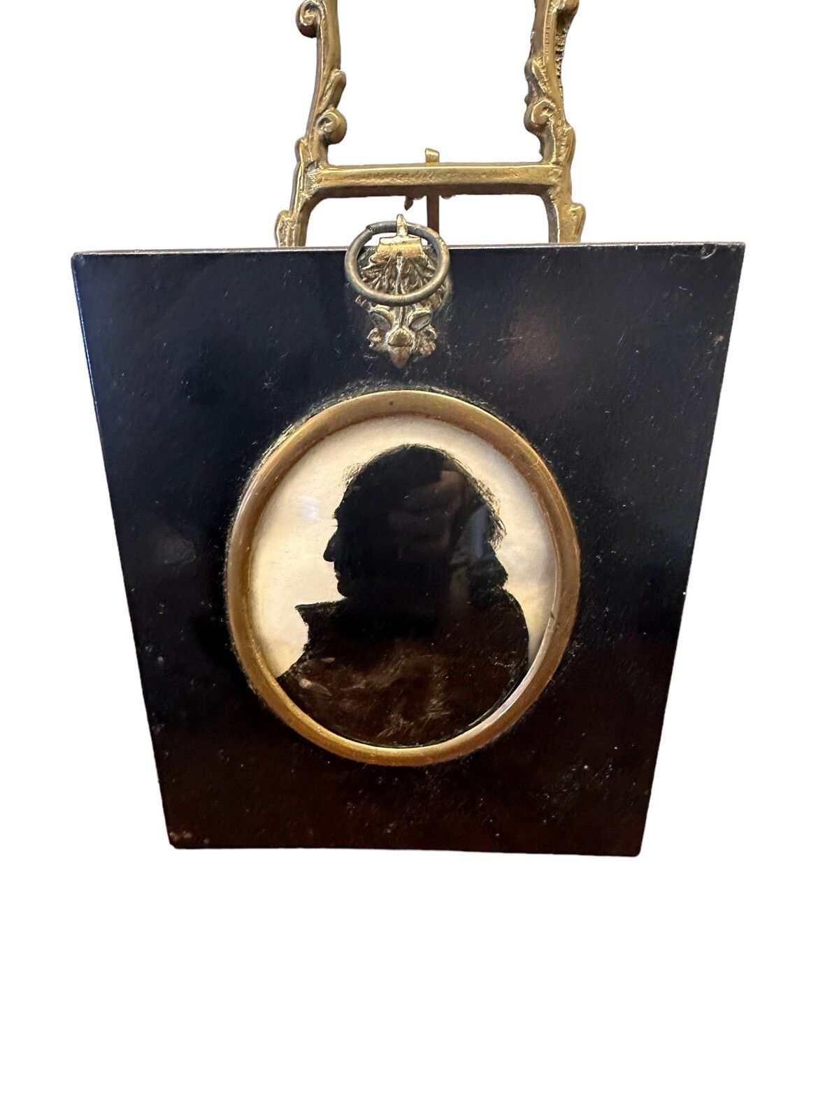 Antique 19th Century Silhouette Portrait Of A Gentleman In Ebonised Frame photo for sale