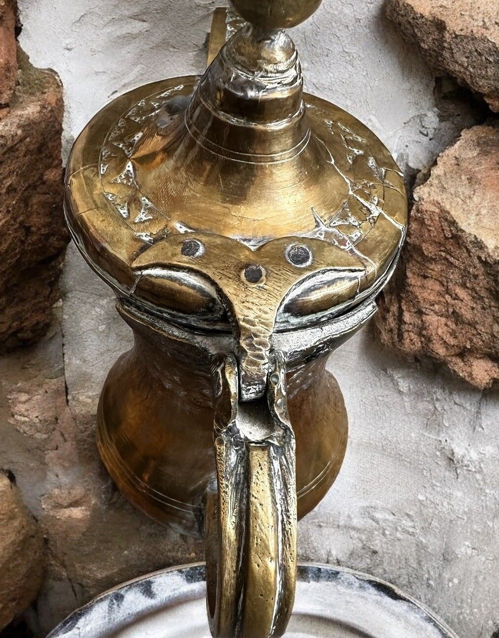 19th Century Antique Middle Eastern Dallah Arabic Brass Coffee Pot photo 95.0