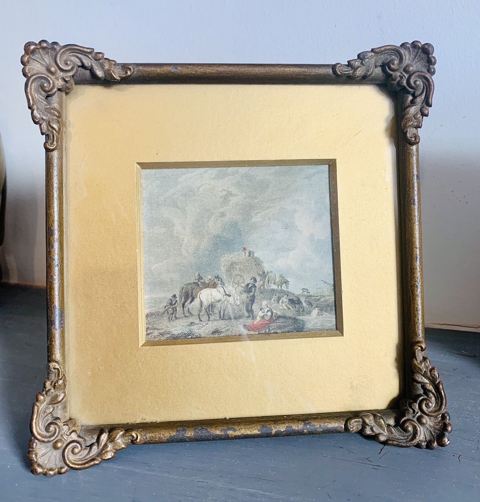 Original 19th Century Victorian Gilt Framed Print With Easel Back Stunning