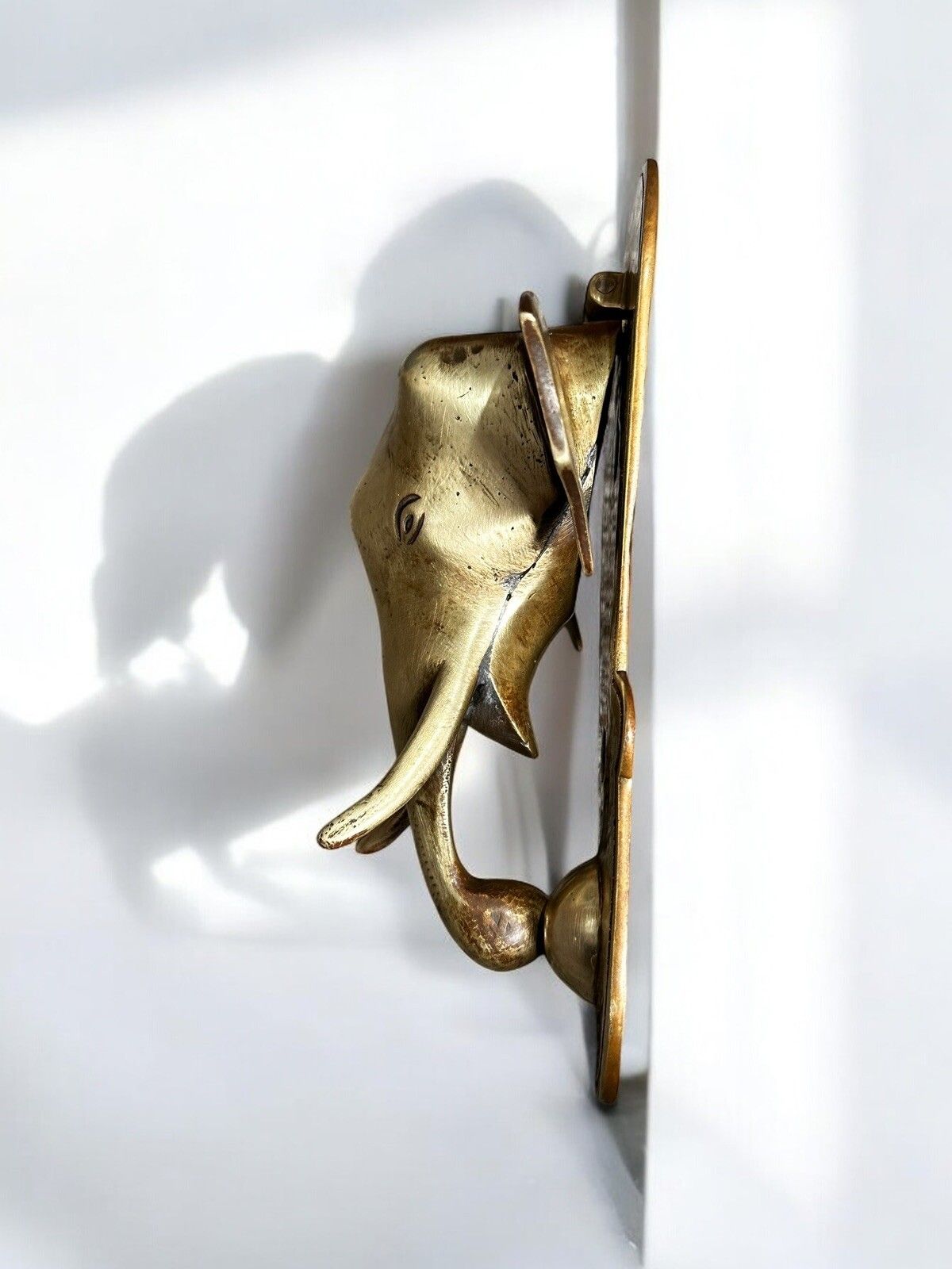 Antique Brass Elephant Door Tapper photo vinterior