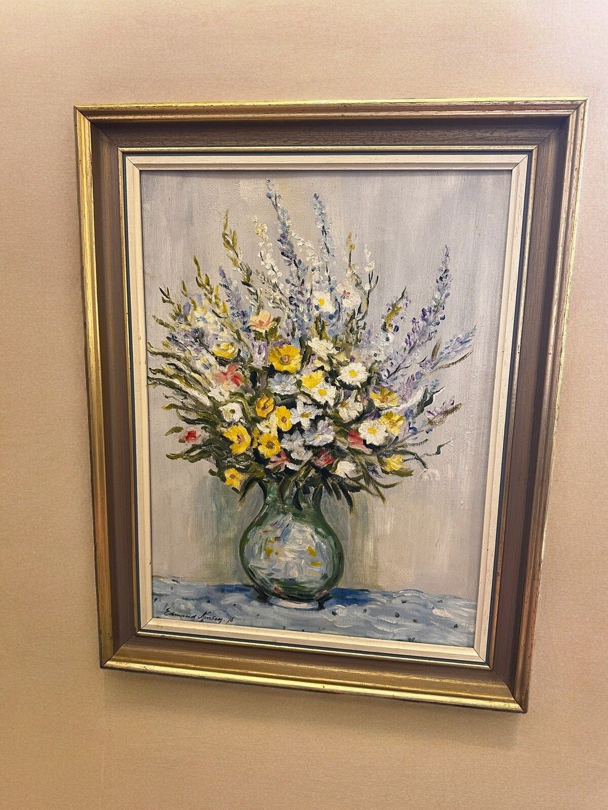 Mid Century Original Signed Oil Painting, Botanical Still Life Floral 48x38cm photo buy
