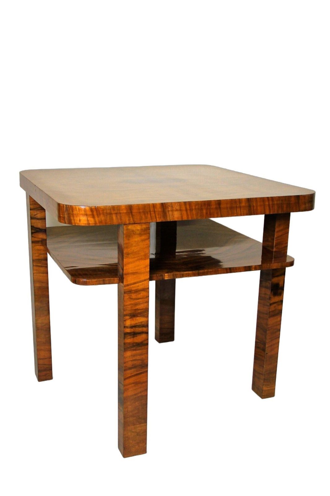 Art Deco Nut Wood Side Table Shellac   Polished, At Circa 1920