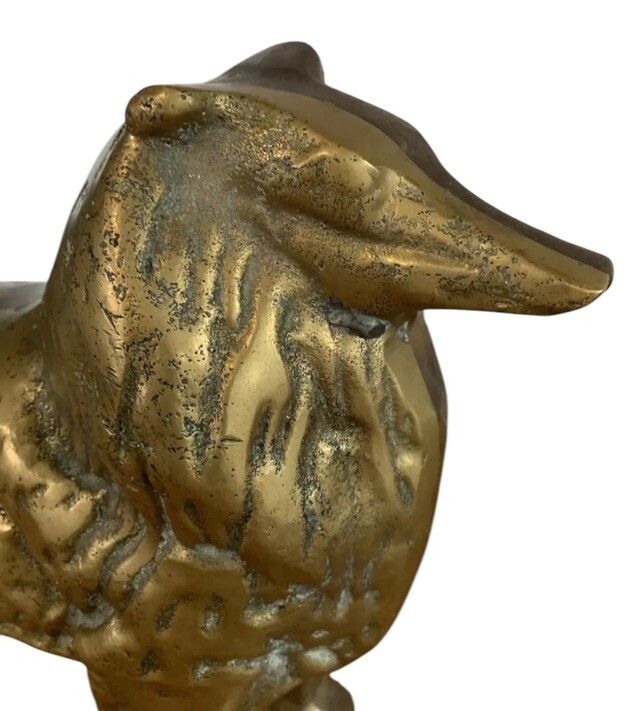 Antique Heavy Two Tone Bronze Brass Figure Of A Collie Dog ￼ 4416 Grams photo 120.0